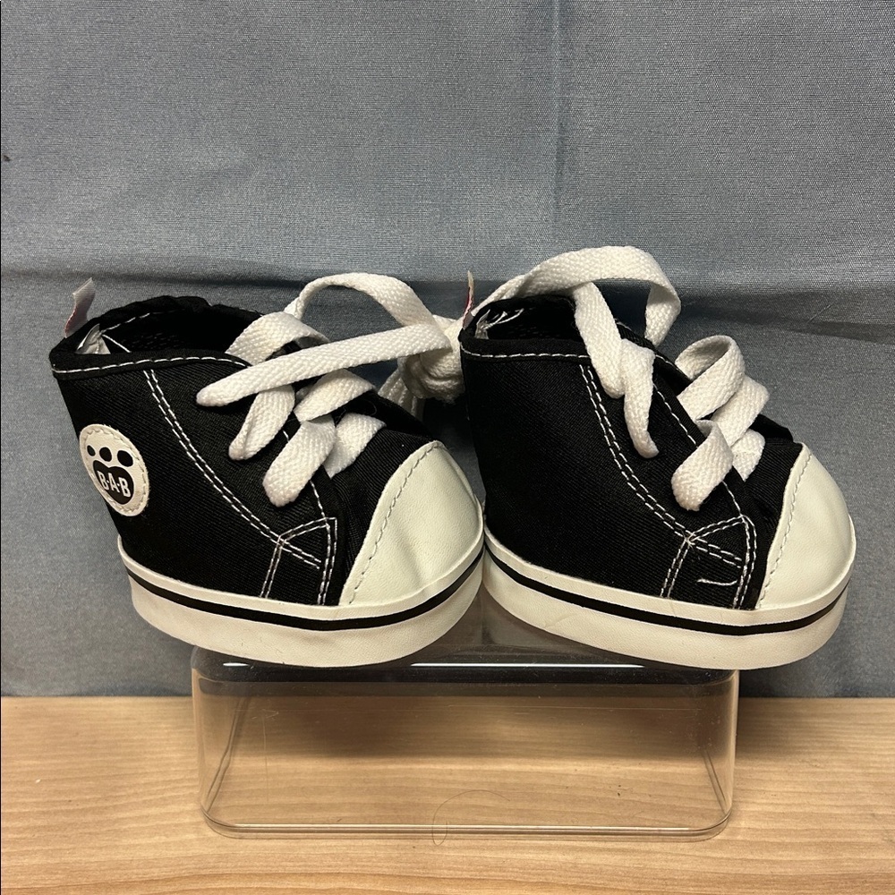 🔥🔥BUILD A BEAR WORKSHOP BAB BLACK & WHITE TENNIS SHOES HIGH TOP SNEAKERS